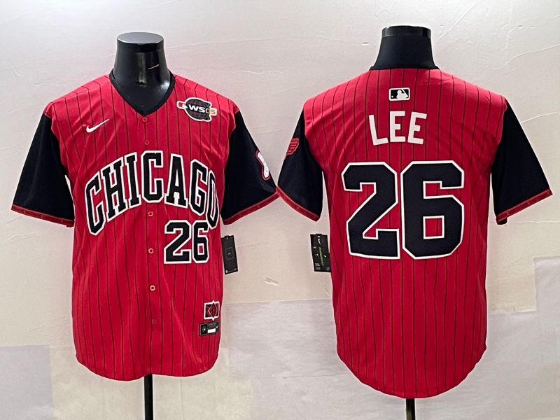 Men Chicago White Sox #26 Lee Red Stripe Joint Name Nike 2025 MLB Jersey style 34->chicago white sox->MLB Jersey
